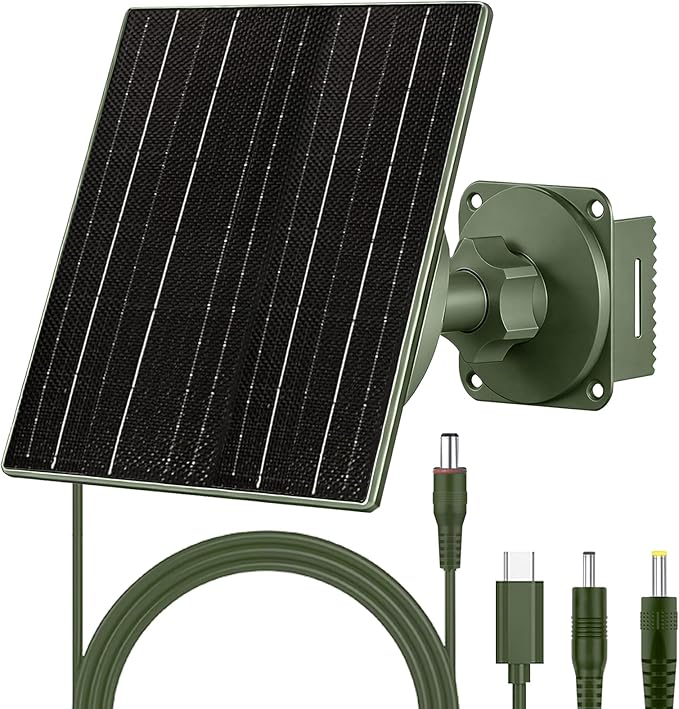 FUTUREZEN 10W Solar Panel for Trail Cameras, DC & USB-C Solar Charger with 10400mAh Battery, 6V/12V Adjustable Output, IP66 Waterproof, 9.8ft Cable
