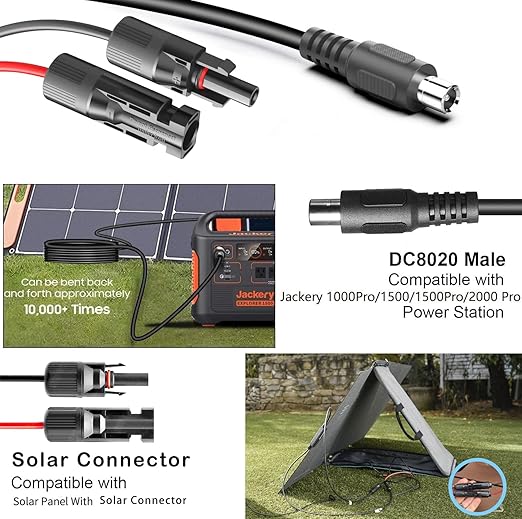 for Jackery 1000 V2/2000 V2/E1500/E2000 Pro Extension Cable,16.5Ft Solar-to-8020 Extension Cord fit Renogy EF bluetti Solar Panel to Jackery Explorer Pro & Plus Series Portable Power Station Generator