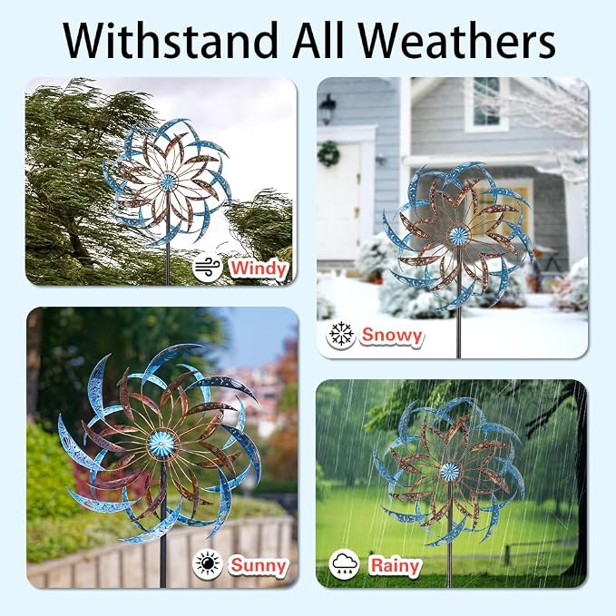 Stargarden Large Wind Spinners Outdoor, 23 Inch Kinetic Wind Spinner, Hollow-Out Metal Wind Sculptures & Spinners, Double-Side Windmill for Patio, Lawn, Garden Decor