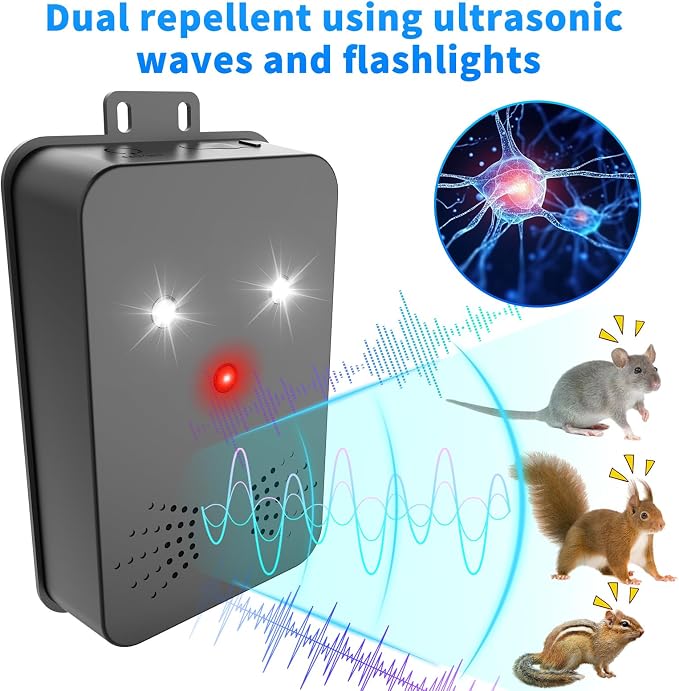 2026 Upgraded Rodent Repellent for Car Engines Mouse Repellent Ultrasonic Pest Control Repeller for Squirrel Rat Battery Operated Repellent Under Hood Keep Rodent Out of Car, Attic, Garage 4 Pack