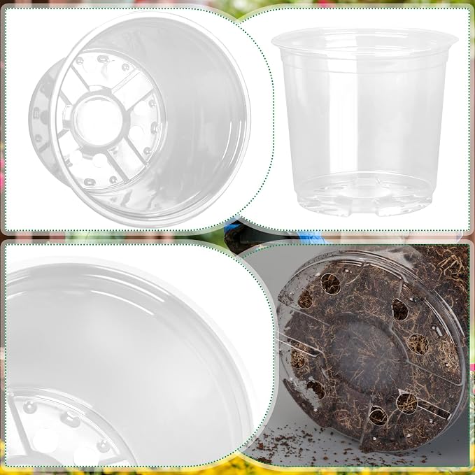 OUPSAUI 28 Pack 4/5/6/7 Inch Clear Nursery Pots for Plants with Drainage Holes, Clear Plastic Seedling Flower Plant Pot Insert, Seed Starter Pots