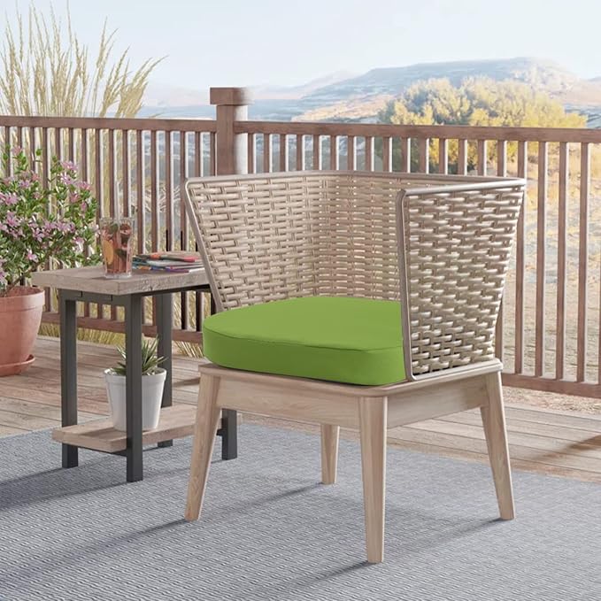idee-home Outdoor Chair Cushions Set of 4, 17" x 17" x 3" Thick D-Shaped Patio Furniture Outdoor Seat Cushions Waterproof with Ties, Dining Pads