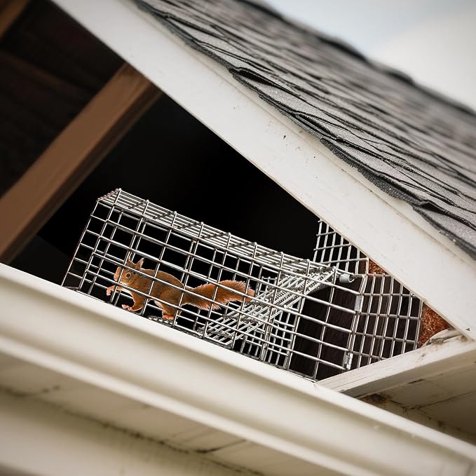 2Sets One Way Squirrel Door Excluders, 3 × 3 × 9inch Animal Excluder Cage, Humane Squirrels, Chipmunks Contactless Excluder, for Outdoor Spaces Like Attics, Chimneys - Includes Full Installation Kit