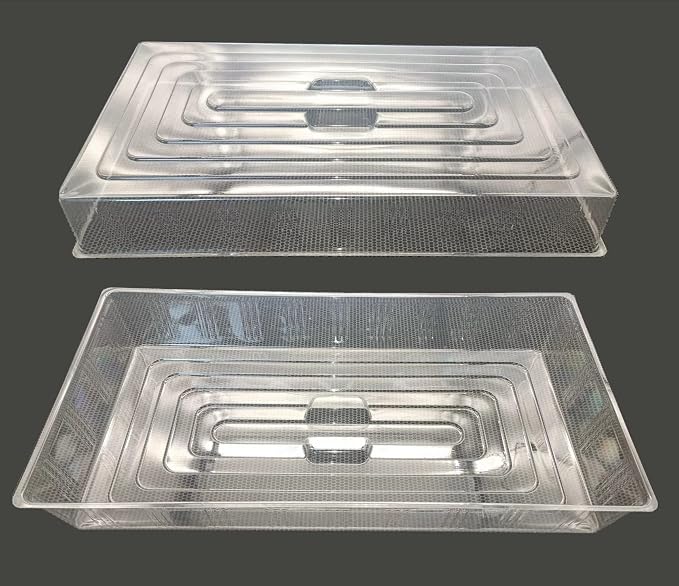 RooTrimmer 10 Pcs Humidity Dome, Plastic Clear Seed Starter Dome 1020 Tray Covers Humidifying and Insulating for Greenhouse Germination and Garden Growing (21.5"×11.5", 3.15" Height, 10-Pack)