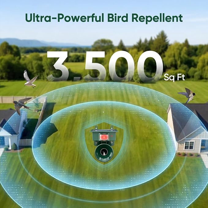 2026 Solar Ultrasonic Bird Repellent Devices Outdoor, Waterproof Solar Woodpecker Deterrent for Yard, Garden, Balcony & House, ultrasonic pest Repeller Motion with Bird Control System
