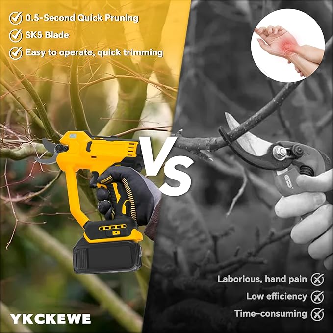 Cordless Electric Pruning Shears for Dewalt 20v Battery, 1.2'' Brushless Tree Trimmer, LCD display, SK5 Blades, Safety Switch, Anti-Slip Handle for Gardening Tree Pruning(No Battery)