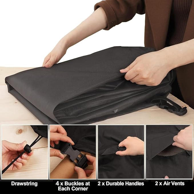 Picnic Table Cover Waterproof 70 / 72 Inch 600D Oxford Outdoor Table Cover with Bench Covers for Winter Black (6FT-70/72inch（Black）)