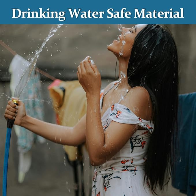 Garden Hose 75 ft, Made of TPE (BetterThan PVC/Hybrid Polymer), Lightweight yet Durable Water Hose with Ergonomic Grip, Drinking Water Safe Material, All-Weather, 3/4" GHT Fittings