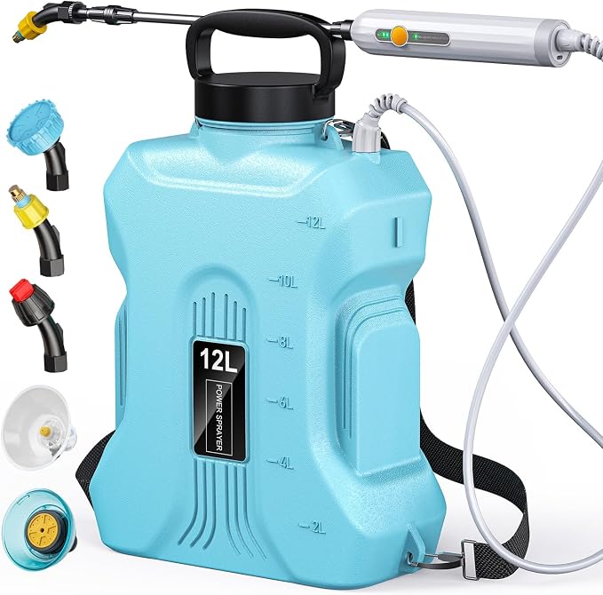 Tarden 3.5 Gallon Battery Powered Backpack Sprayer - Electric Garden Sprayer with USB Rechargeable Handle, Telescopic Wand & 5 Nozzles for Lawn Care 12L