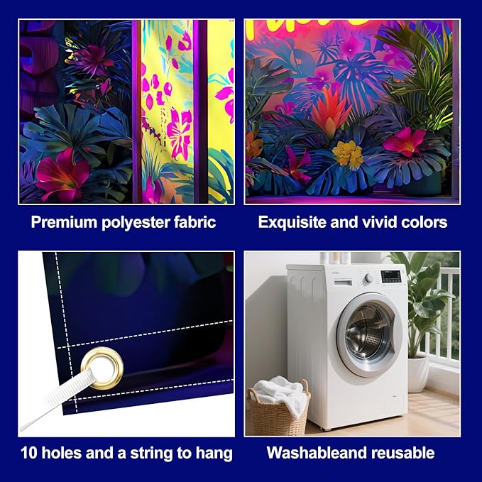 7 * 16FT Summer ALOHA & Tiki Bar Garage Door Cover Decorations Sunset Palm Trees Garage Door Banner for Outdoor Indoor Summer Party Photography Backdrop