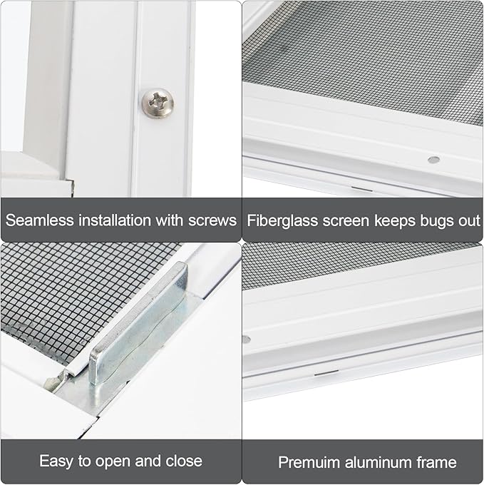 Yuzzy 24" x 36" Shed Windows with Tempered Glass and Fiberglass Screen, 2 Pack Small Sliding Windows for Shed, Chicken Coop, Playhouse, Household, Garage, Barns (White)