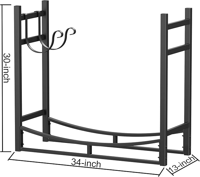 Fire Beauty Fireplace Log Rack with Kindling Holder and Firewood Storage - Includes 4 Tools (19.8")