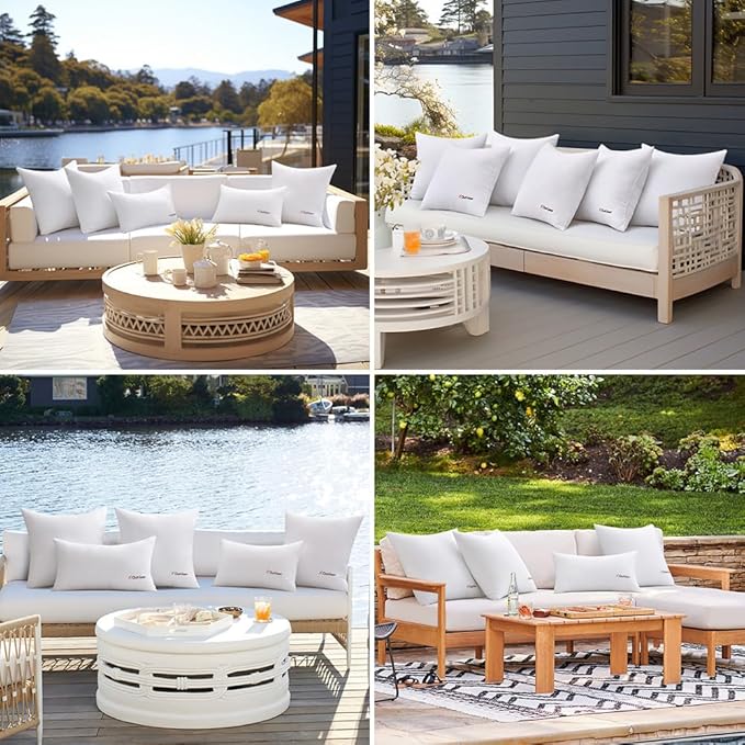 MIULEE Outdoor Pillows Set of 4 16x16 Waterproof Throw Pillow Inserts, Decorative Water Resistant Pillow Cushion for Patio and Garden