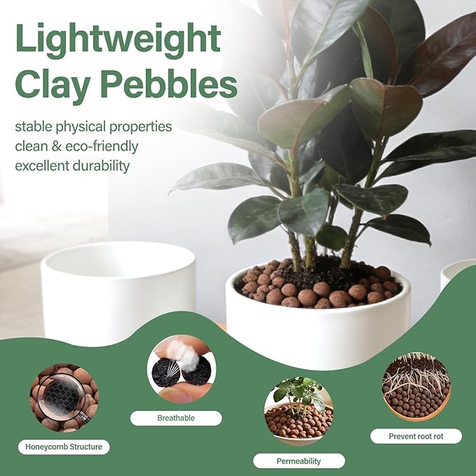 Halatool 4LB Leca Clay Pebbles for Plants 4mm-16mm Lightweight Clay Balls Hydro Balls for Aquarium Potted Plants Hydroponic Growing Gardening Orchids Drainage Decoration Aquaponics