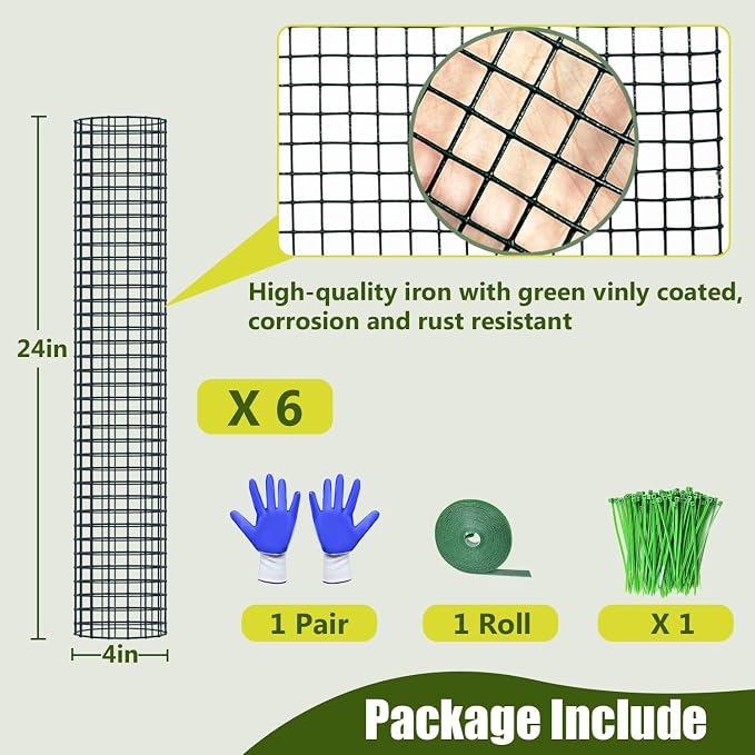 6 Pack Metal Moss Pole, 24" Moss Poles for Plants Monstera, Stackable Sphagnum Moss Pole for Plants Work with Sphagnum Moss(6 Pack 24")