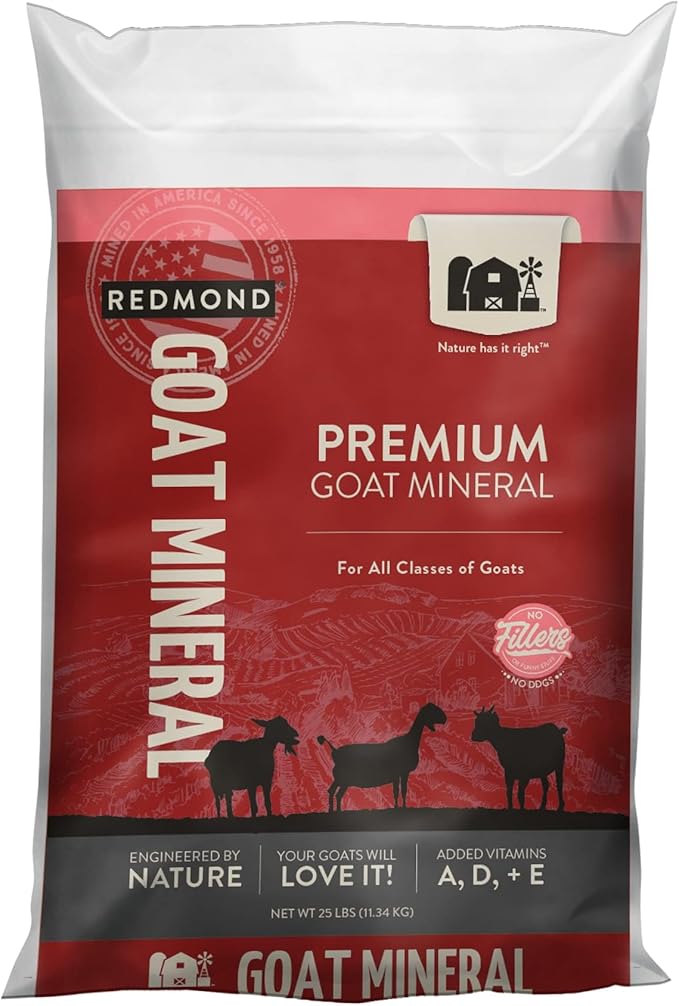 REDMOND Goat Mineral Supplement - A Premium sea Salt with Essential Trace Minerals and Vitamins (25 LB)
