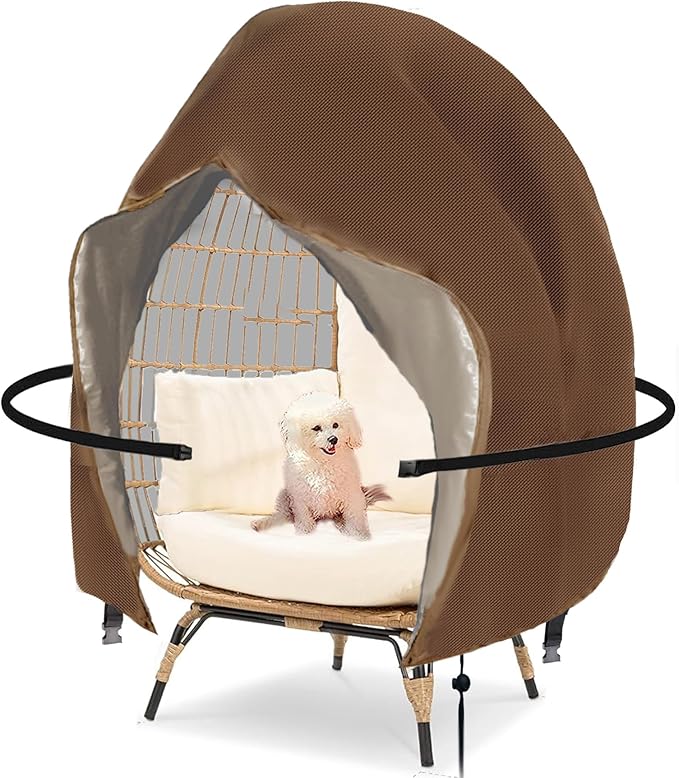 FLYMEI Egg Chair Cover Waterproof Double Egg Chair Covers for Outdoor Furniture 420D Patio Hanging Swing Chair Cover 91x80 inches, Khaki