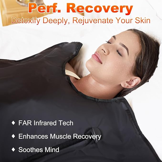Infrared Sauna Blanket for Home: Portable Full Body Detox Wrap with Deep Heat Relaxation - Adjustable 86-176°F Far Infrared Therapy 20-60 Min Timer Waterproof Foldable Design 71 x 31.5 Inch-04