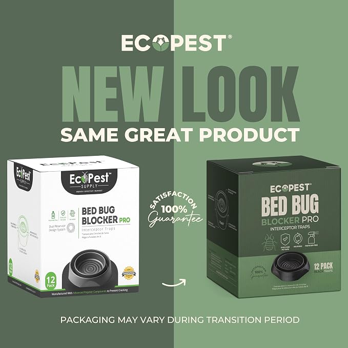 Bed Bug Interceptors - 12 Pack | Bed Bug Blocker (Pro) Interceptor Traps (Black) | Eco Friendly Insect Trap for Bed Legs | No Chemicals or Pesticides | Monitor, Detector, and Trap for Bed Bugs