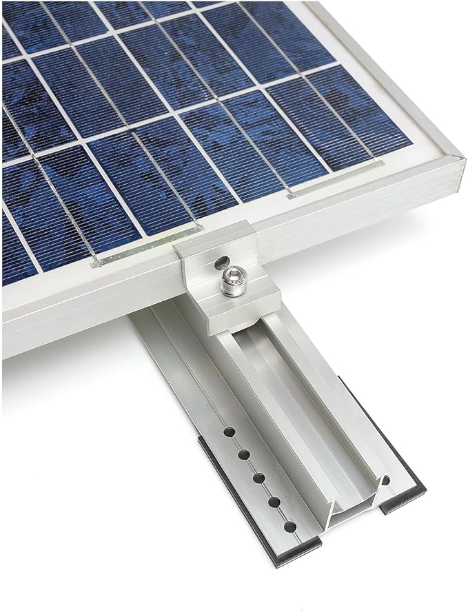 Solar Mounting Kit for Flat Roof and Ground,Shingle or Metal Roofs,Mounting Rails Clamps Set,Complete DIY Solar Racking Kit for Home Installation,Fits Standard 35mm Panel Frames,(4) Short 11.8” Rails