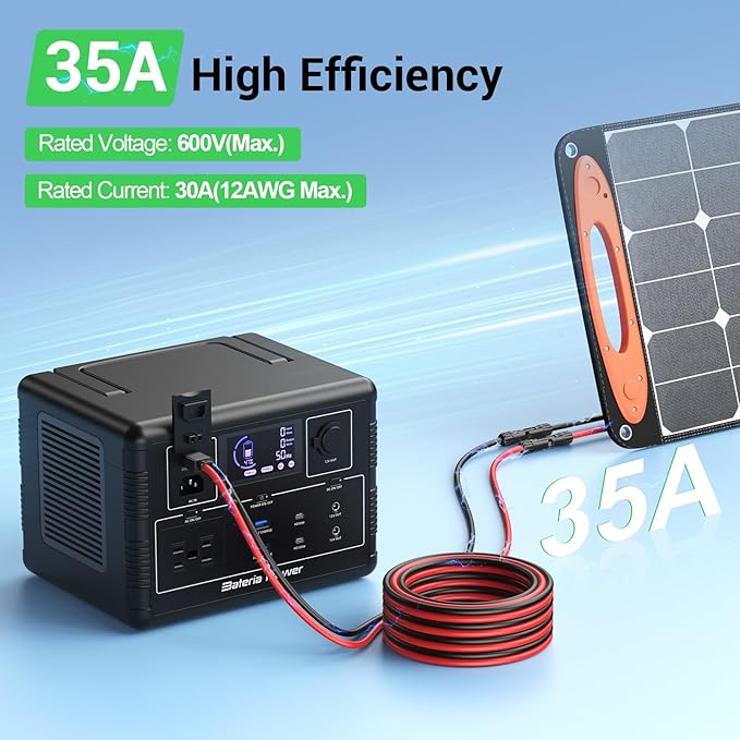 Solar Connector to XT60 Adapter Extension Cable, Charge Cable for RV Solar Generator, Portable Power Station (25FT-7.62M 12AWG)