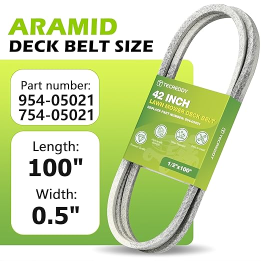 954-05021 Mower Deck Belt for Cub Cadet 42 Inch XT1 LT42 XT2 LX42 Craftsman T210 T2200 MTD 754-05021 Lawn Mower - Aramid Cord, 1/2" X 100"