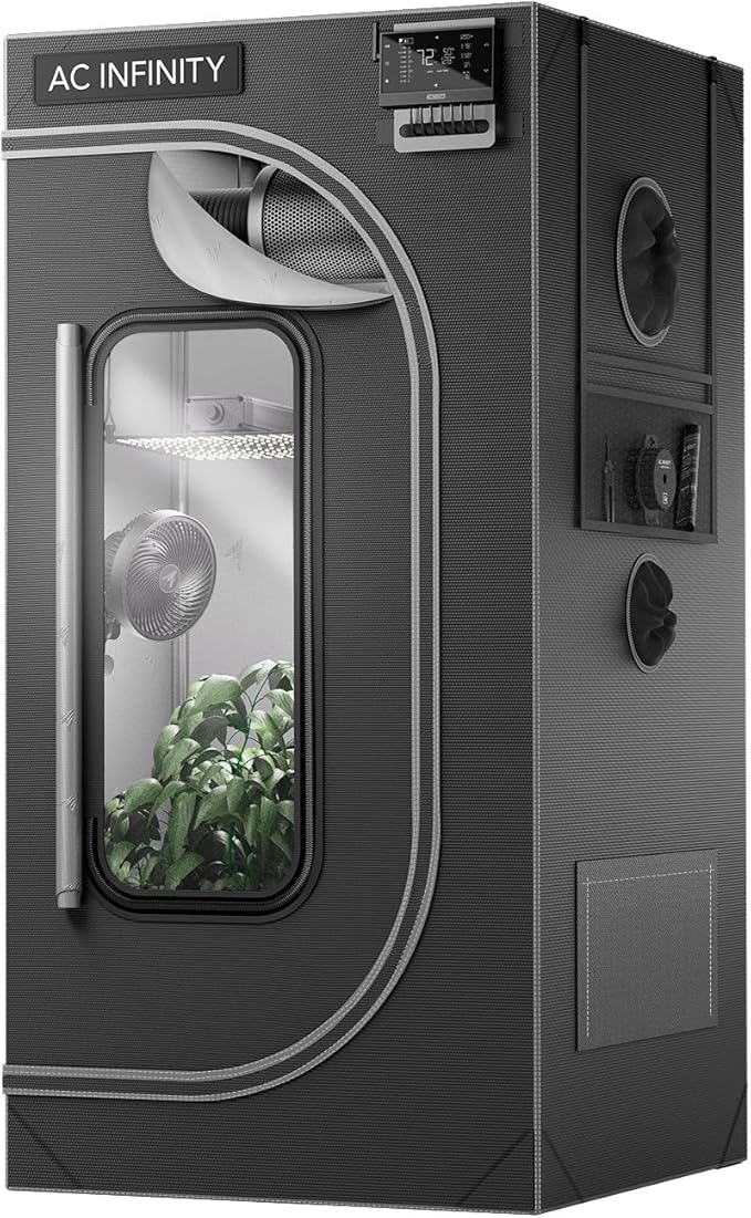 AC Infinity CLOUDLAB 422, Advance Grow Tent 2x2, Thickest 1" Poles, 2000D Mylar Canvas, Lab-Tested Highest Reflectivity, Largest Zipper Window, Controller Mount Plate, 24" x 24" x 48" Indoor Growing