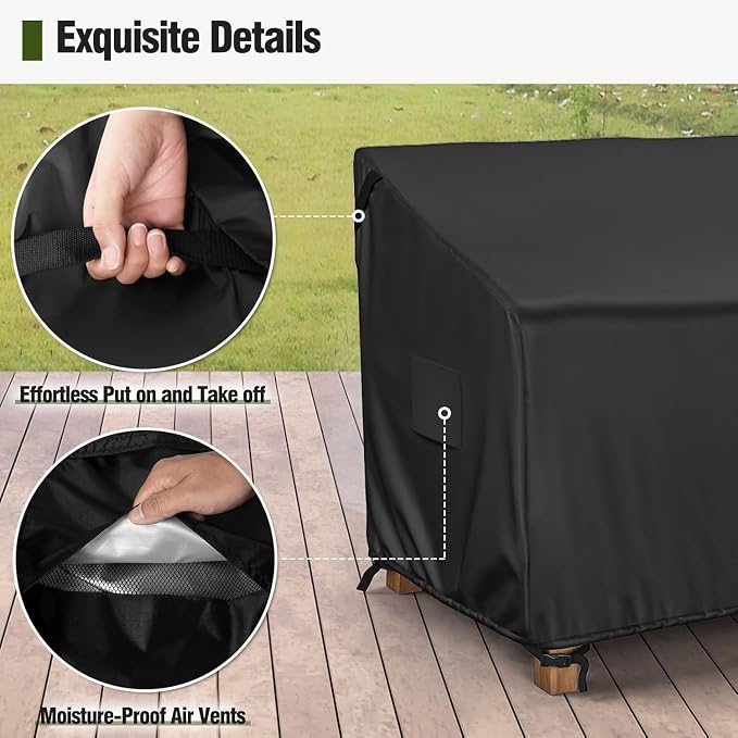 MR.COVER 4-Seater Outdoor Couch Cover Waterproof, Patio Furniture Cover for Sofa, Heavy Duty Outdoor Sofa Covers, Polyester & Double-Stitched Seams, Fits up to 104" W x 40" D x 35" H, Classic Black