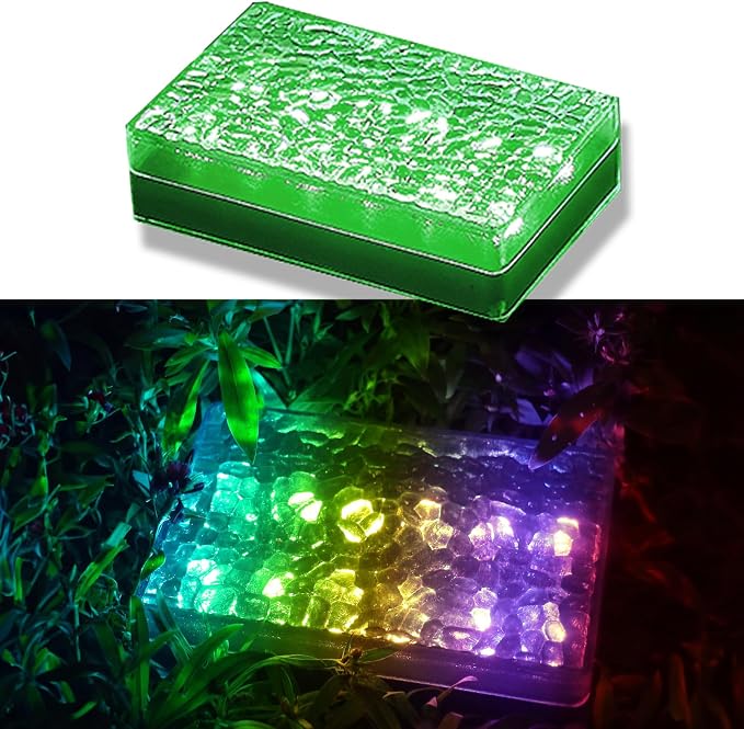 SHONELIGHTING Paver Lights, Solar 12-Color Outdoor Waterproof, In-Ground Brick LED for Driveway & Pathway, Hardscape Pavers, Heavy Duty, RGBW with Remote (1 Pack)