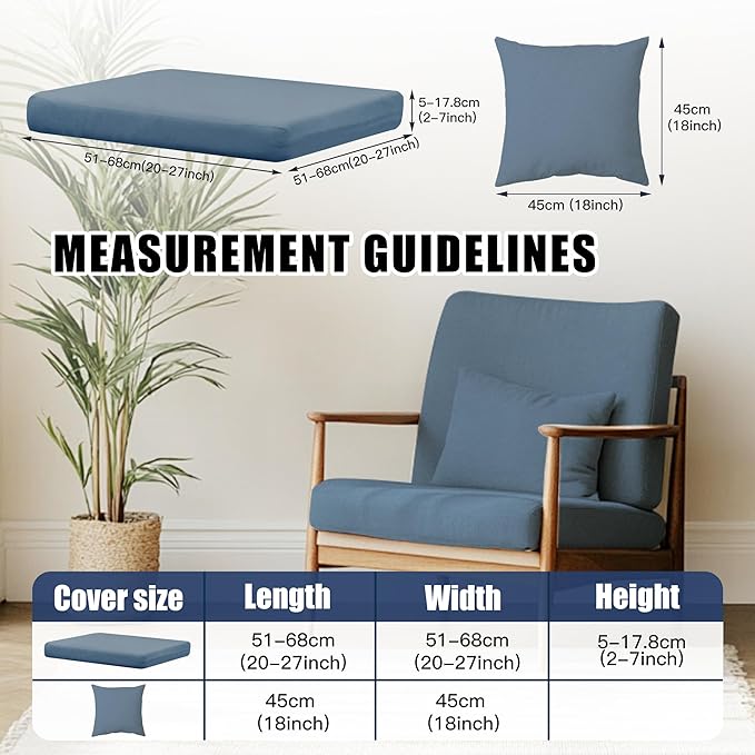 12-Piece Outdoor Cushion & Pillow Cover Set, 8 Seat Covers + 4 Pillow Covers, Stretch Patio Furniture Slipcovers for Sofa Sectional Chair