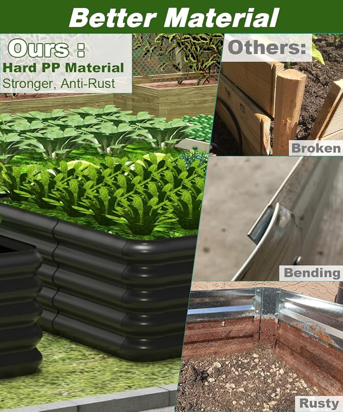 Raised Garden Bed Kit and Lawn Leveling Rake-M