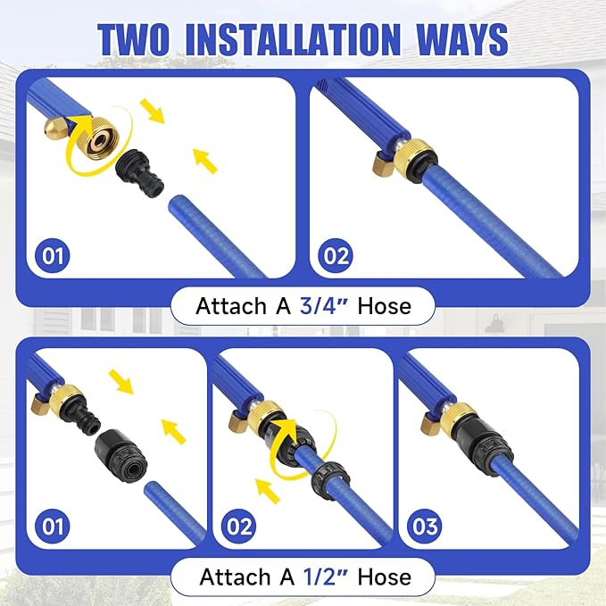 High Pressure Power Washer Wand, Hydro Jet Nozzle for Garden Hose, Watering Sprayer Cleaning Tool, Wand Lance for Gutter Patio Car Pet Window Glass, Blue