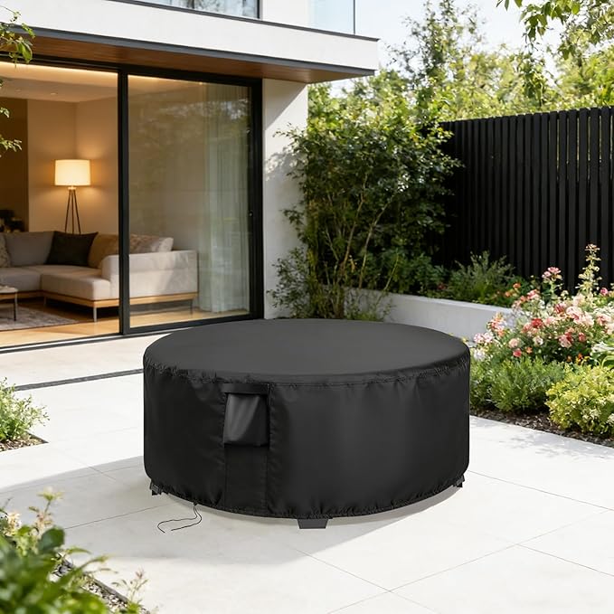 Patio Furniture Covers Round,26 Inch Outdoor Dinner Table Cover Waterproof,Round Patio Coffee Table Covers for All Weather Resistant - 26 x 18 Inch