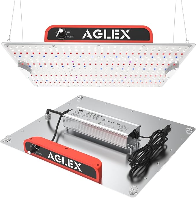 AGLEX 180W Full Spectrum LED Grow Light with UV & IR, 528 LEDs Dimmable, High PPFD, 4x5 ft Coverage, Daisy Chain for Indoor Plant Growing Seeding Starting Veg Flower- K2000