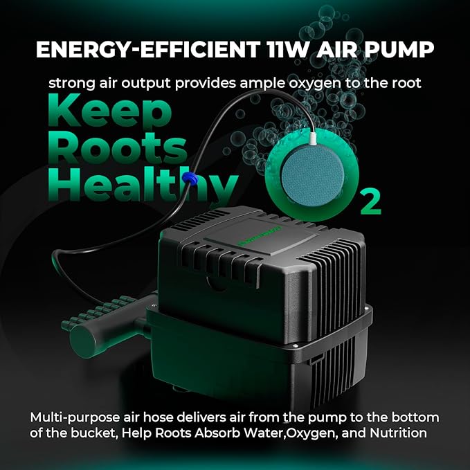MARS HYDRO DWC Hydroponics Grow System Kit with Recirculating Top Drip, 11W Air Pump, Air Stone, Hose & 4 Buckets, 5 Gallon Deep Water Culture Indoor Hydroponic System