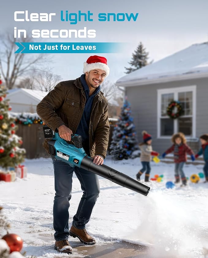 SEESII 40V Leaf Blower Cordless, 650CFM Brushless Motor Battery Powered Leaf Blower with 2 x 5.2Ah Batteries & 2 Chargers, Turbo Mode & 3 Speeds Control Electric Blower for Lawn Care/Light Snow/Debris