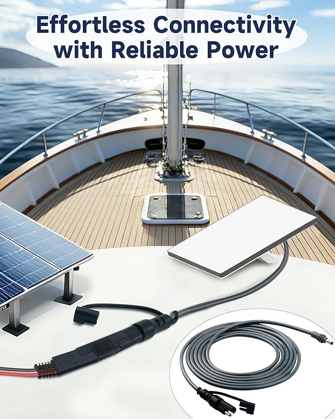 SAE to DC Power Cable for Starlink Mini - Waterproof 10FT 18AWG Quick Connect Disconnect Wire Compatible with Starlink Mini DC 5521 Port - with Polarity Reverse Adapter for RV Solar Panel Battery