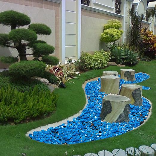 NAMTSO Glow in The Dark Rocks Outdoor, 200 pcs Blue Solar Rocks for Landscaping, Outdoor Decor Glow in The Dark Stones, Glowing Pebbles for Garden Backyard Patio Lawn Pond Fish Tank Aquarium Decor