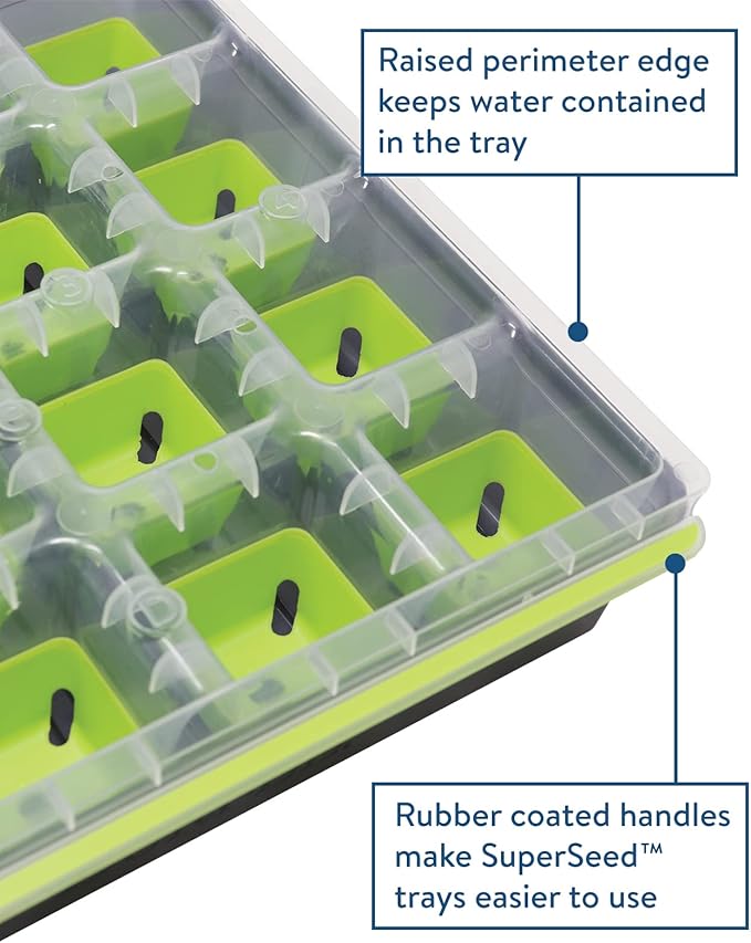 Burpee Self-Watering Seed Starter Tray, 72 Cells & SuperSeed Seed Starting Tray | 16 XL Cell | Reusable & Dishwasher Safe | for Starting Vegetable Seeds, Flower Seeds & Herb Seeds | Indoor Grow Kit