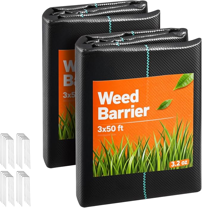 VEVOR 3x100FT 3.2oz Weed Barrier Fabric Heavy Duty, Landscape Fabric, Weed Blocker Fabric, Garden Weed Mat Lawn Fabric, Weed Control Fabric, Driveway Fabric, Ground Cover, Woven Landscape Cloth, Black
