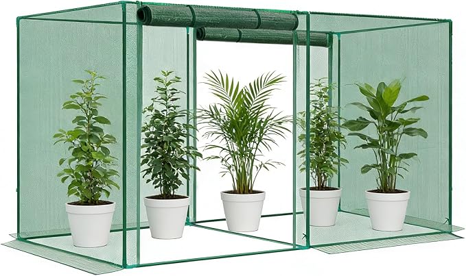 4' x 8' x 6' Crop Cage Plant Protection Tent with Zippered Doors, Pest Guard Cover for Vegetable Garden, Raised Beds, Fruits & Outdoor Plants, Dark Green