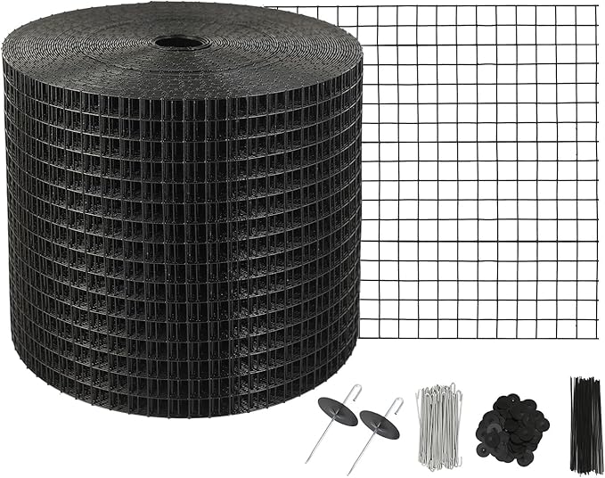 VEVOR 6 inch x 100ft Solar Panel Bird Guard, Critter Guard Roll Kit with 60pcs Durable Metal Fasteners, Solar Panel Guard with Rust-Proof PVC Coating, 1/2 inch Wire Roll Mesh