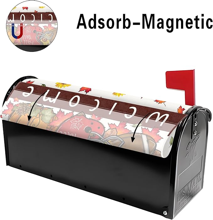 Fall Football Mailbox Cover Magnetic Fall Pumpkin Mailbox Covers Autumn Thanksgiving Post Letter Box Cover for Garden Yard Decor 25.5x21 Inch