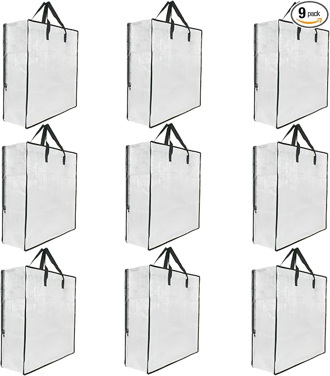 9 Pack Clear Storage Bags with Zipper and Handles, Blanket Bags For Closet Storage, Moving and Packing Supplies for College, Underbed Storage Organizer for Clothes Pillow Bedding Christmas Wreath