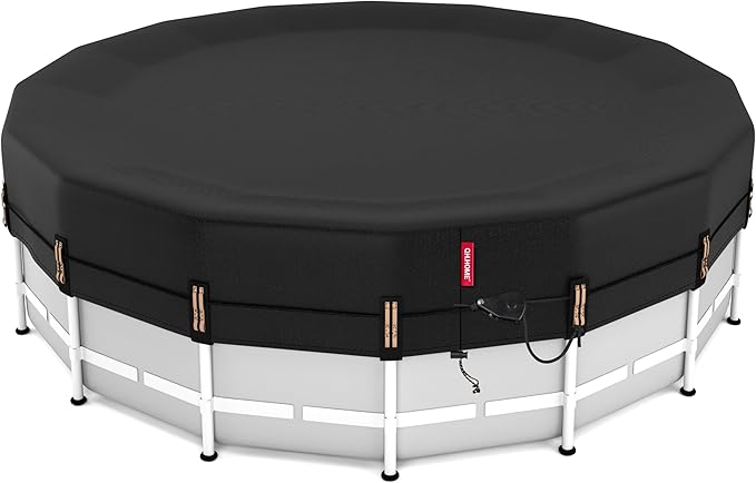 QH.HOME 22 Ft Round Pool Cover with Fast Tightening Patented Ratchet,Heavy Duty Winter Pool Cover for Above Ground Pools [Durable, Tear Resistant],PU Tarp Snug Fit for UV Protected
