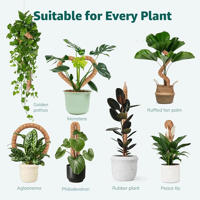 3-Pack 28in Moss Pole for Plants Indoor, Bendable & Sturdy Fishbone Cactus Plant Stake for Monstera, Pothos Vines, Philodendron & Indoor Tropical Houseplants, Made for Coco Coir