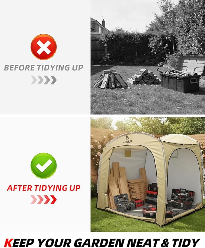 Abahub Portable Bike Storage Shed Tent, 86.7" × 59" × 67", Outdoor Silver-Coated Bicycle Shelter, PU4000 Waterproof 210D Oxford Fabric