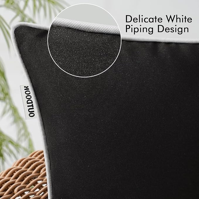 MIULEE Pack of 2 Outdoor Waterproof Pillow Covers - Decorative Farmhouse Square Solid Color for Patio, Tent, Bed, Sofa, Living Room - 40 * 40 * 2 Black