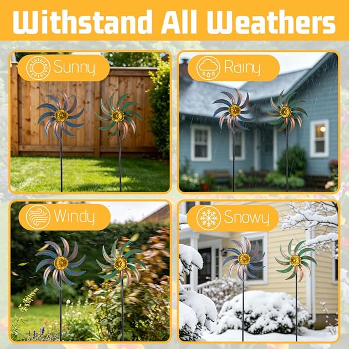 Viveta 2Pack Garden Wind Spinners,Outdoor Metal Wind Sculpture, Windmill Wind Spinner for Outdoor Yard Patio Lawn & Garden