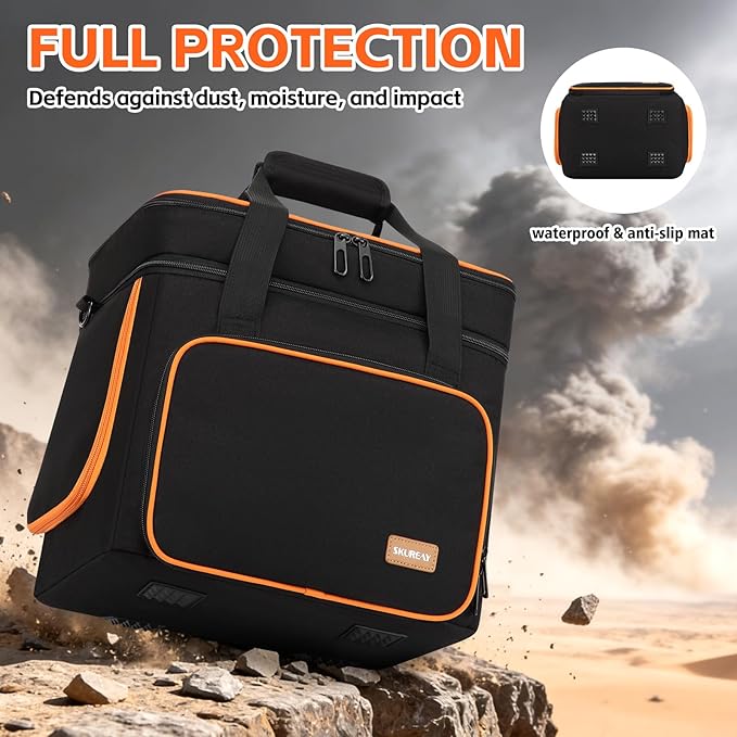 Skureay Portable Carrying Case Compatible with Jackery Explorer 1000/1000 v2/880/1500 pro, Flip-top Design, Double-Layer Soft Power Station Storage Bag for Accessories/Charging Cable/Solar Generator